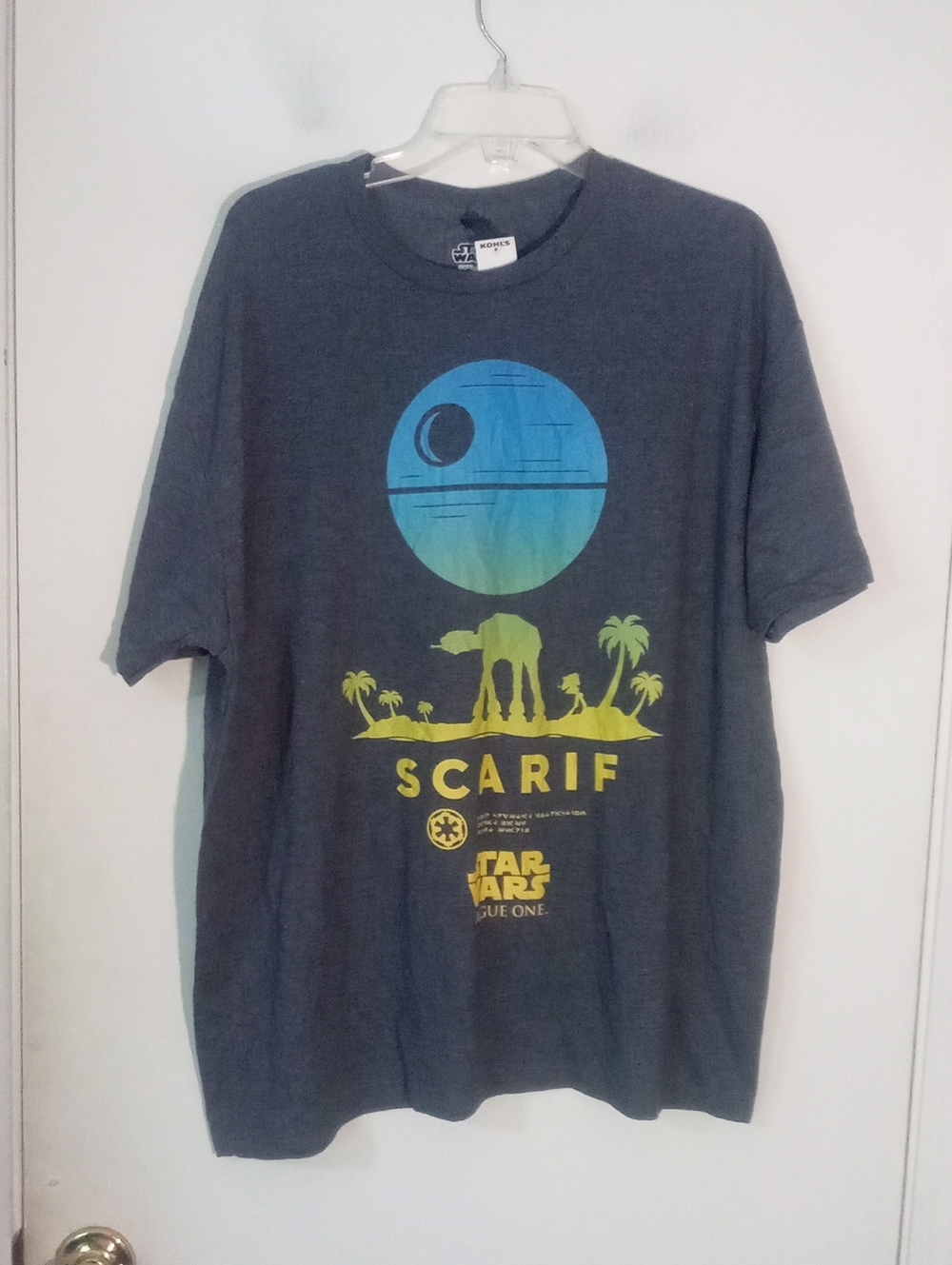 * Star Wars Scarif Graphic Tee Grey with Blue & Yellow Print 2X NWT $25